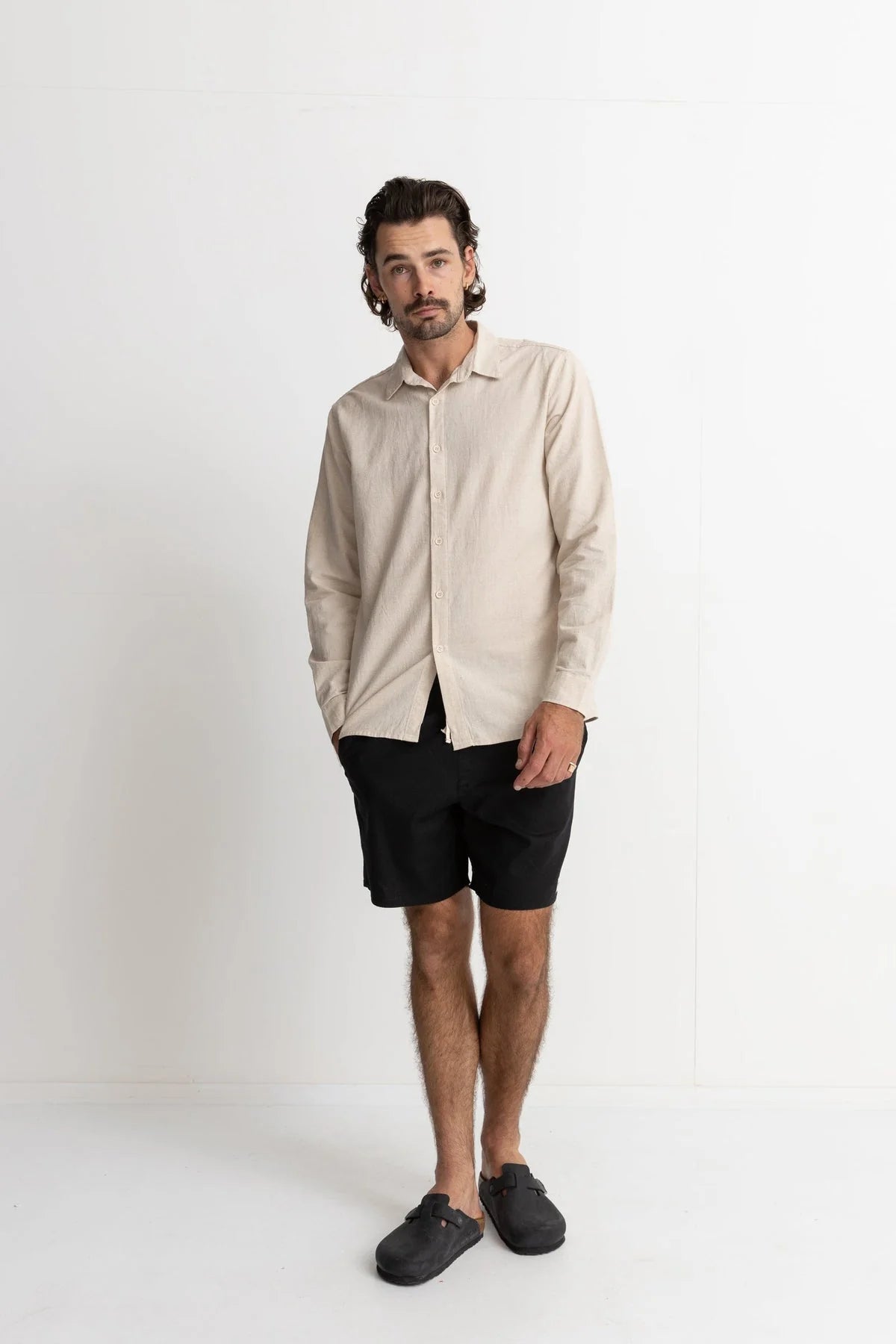 Rhythm Classic Linen LS Shirt - Sand