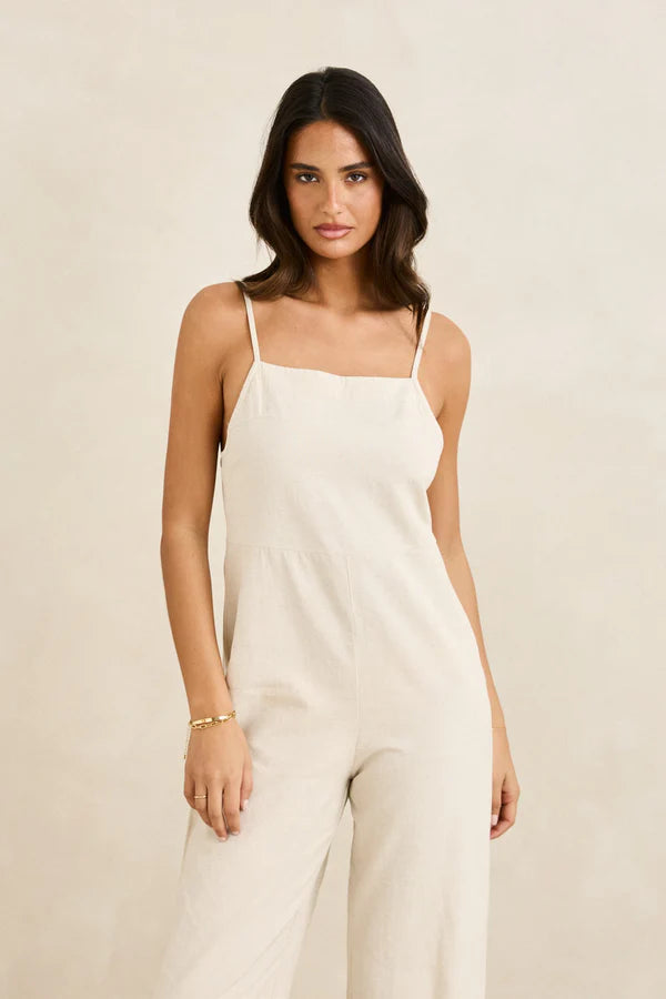 Rhythm Classic Linen Jumpsuit - Oat