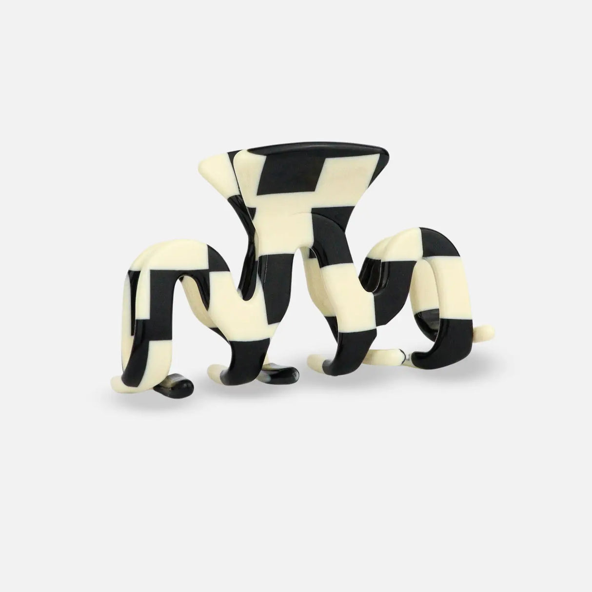 sasstie checked black and white hair clip on a white background