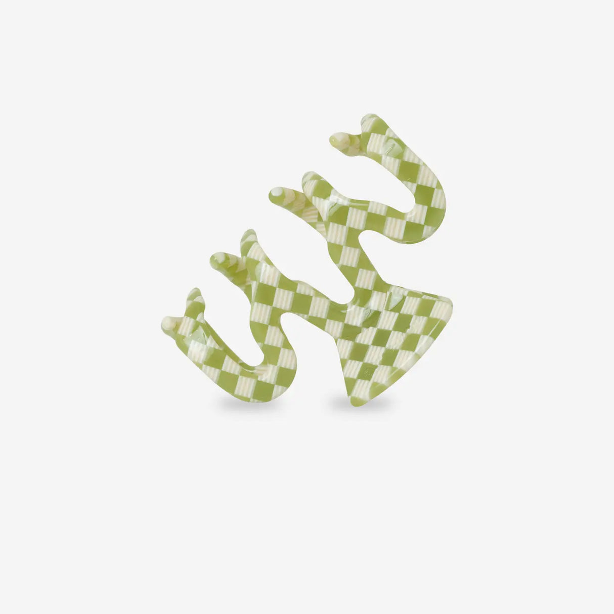 sasstie checked green and white hair clip on a white background