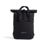 Black Roll-top Bag with OCEAN branding printed on the Front
