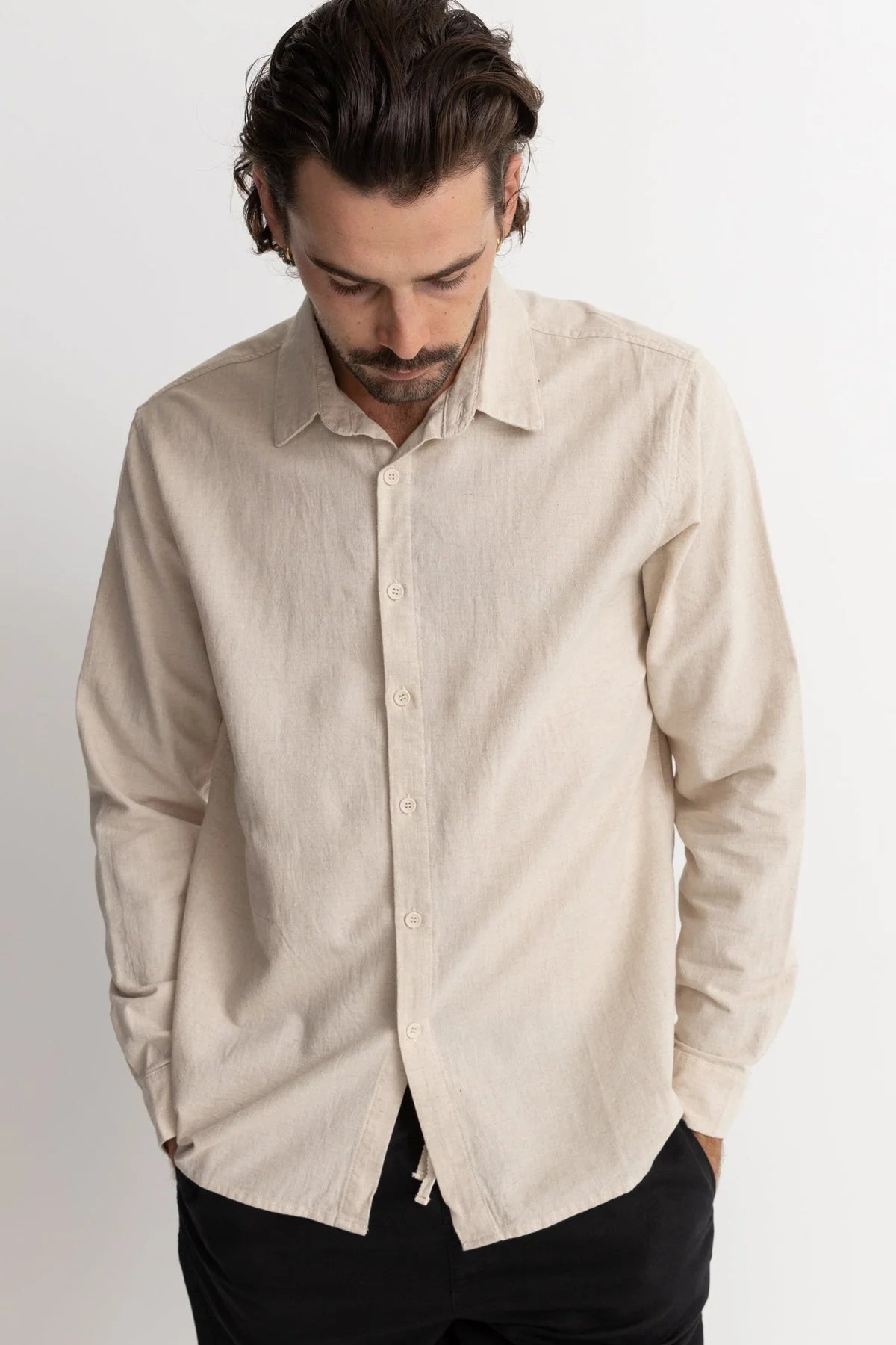 Rhythm Classic Linen LS Shirt - Sand