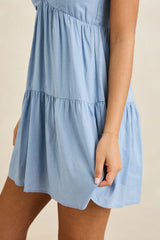 Rhythm Classic Tiered Mini Dress - Steel Blue