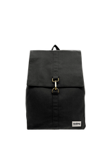 Hindbag Black backpack with a gold buckle on a white background