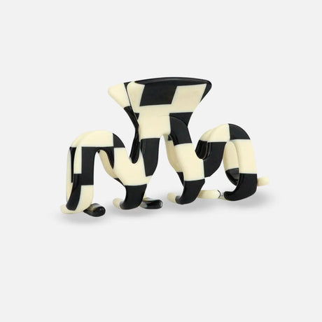 sasstie checked black and white hair clip on a white background
