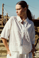 Coastal Broderie Shirt - White