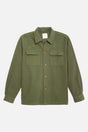 mens katin shiloh flannel shirt in thyme on a white background