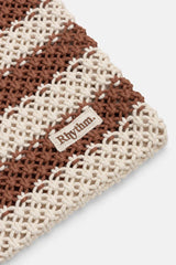 Rhythm Cove Stripe Crochet Tote Bag - Caramel