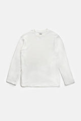 White rhythm classic waffle knit jumper on a light gray background