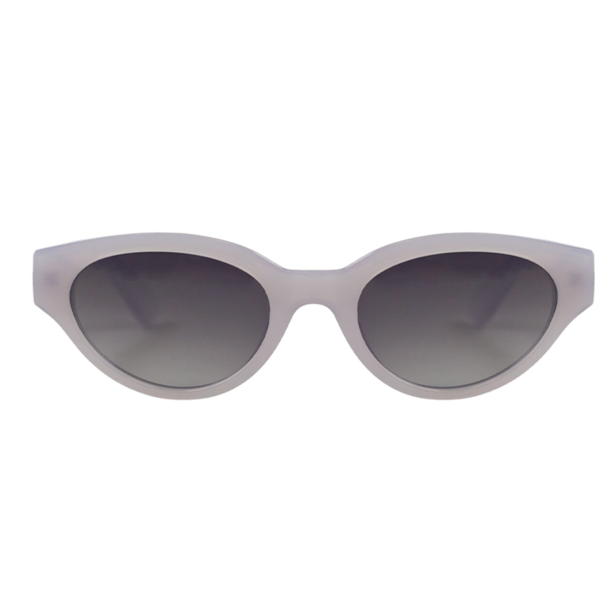 Grey Eudola Oceanides Sunglasses with gray lenses and light gray frame on a white background