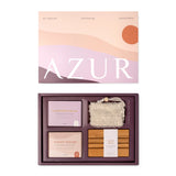 AZUR product set with bath bombs, soap, and a bag on a white background