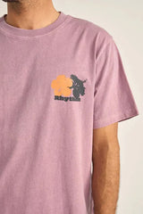 a close up of a mans rhythm tropic radio vintage t-shirt