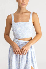 Rhythm Voleta Floral Crop Top - Cornflower